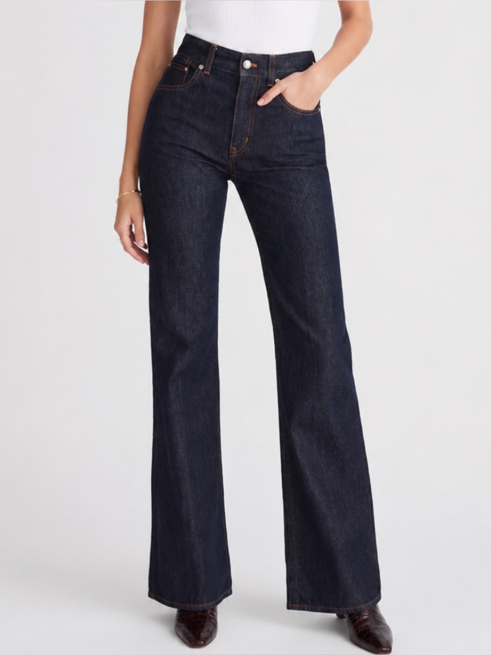 NWT Madewell The Vintage Flare Denim Jeans in Rinse Wash Rigid Dark Blue